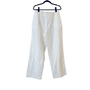 NWT! J.CREW C5268 White Linen /Cotton Wide Leg Single Pleat Trousers Pants